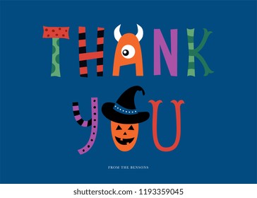 Thank you card. Vector illustration.