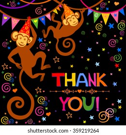 Thank you card. Vector illustration.