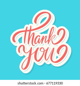 Thank you card. Vector lettering.