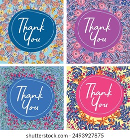 thank you card vector set design