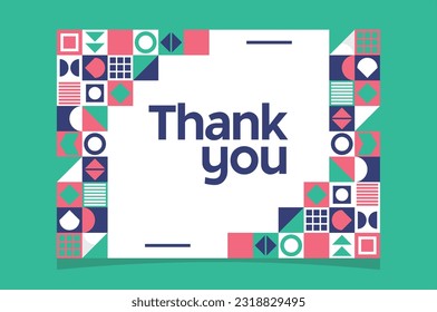 thank you card vector template, geometric pattern card