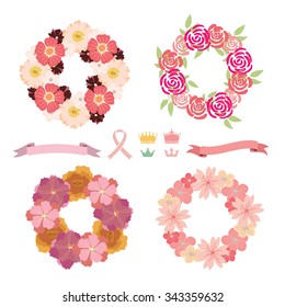 Thank you card vector template, Floral frame, Full vector element