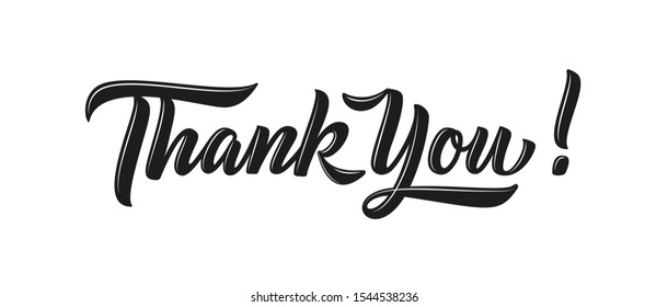 Thank you card, vector text, and word. Thank you letter and thanksgiving typography. Vintage style calligraphy for poster or banner, note or header. Retro label. Illustration.
