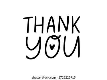 THANK YOU CARD. Vector text. Give thanks. Graphic design print greeting card for Thanksgiving day. Hand drawn doodle lettering for healthcare heroes. Coronavirus. Gratitude quote for doctors, nurses