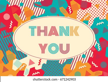 Thank you card in vintage style.Vector illustration.