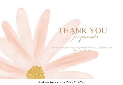 thank you card with watercolor daisy flower design, glitter suitable for your small business