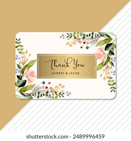 thank you card with watercolor wildflower frame