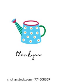 thank you card with watering can graphic vector