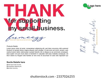 Thank you card. Thank you for your order card template for your customers. Compliment card design eps vector