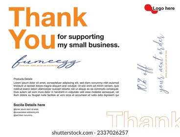 Thank you card. Thank you for your order card template for your customers. Compliment card design eps vector