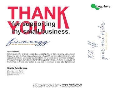 Thank you card. Thank you for your order card template for your customers. Compliment card design eps vector