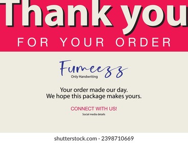 Thank you card. Thank you for your order, purchase compliment card vector artwork.