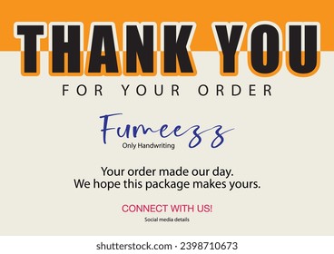 Thank you card. Thank you for your order, purchase compliment card vector artwork.