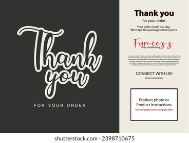 Thank you card. Thank you for your order, purchase compliment card vector artwork.