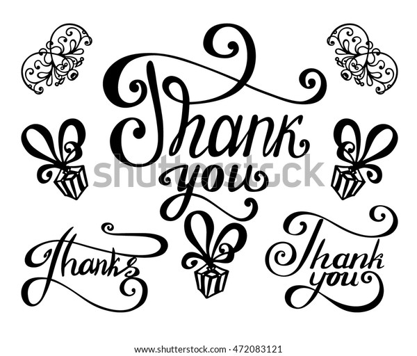 Thank You Cards Hand Drawn Lettering Stock Vector Royalty Free 472083121 Shutterstock 3513