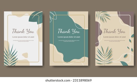 thank you cards set with pastel color. vector design