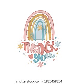 Thank You Cartoon Cute Rainbow Isolated Stock Vector (Royalty Free ...