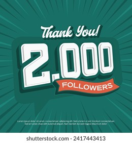 Thank You Celebrating 2000 Followers, vector design background