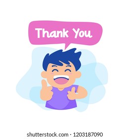 Thank You with Character Vector Illustration