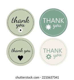 Thank You Classic Round Stickers. Set Labels And Bages.Logo Circle Stamp Set. Vector Illustration. Round Template Logo For Small Business.	