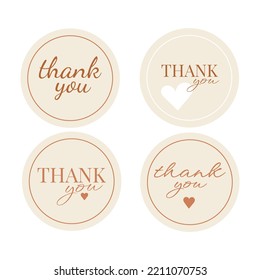 Thank You Classic Round Stickers. Set Labels And Bages.Logo Circle Stamp Set. Vector Illustration. Round Template Logo For Small Business.