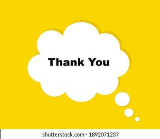 Thank you cloud on yellow background. Thank you speech bubble. Flat hand lettering style. Vector design template. Banner design. Vector illustration.