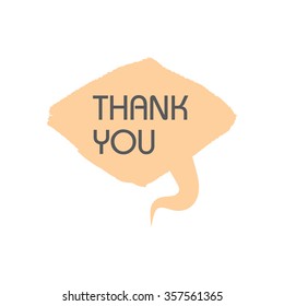 Thank you color vector textured speech bubble in flat design. Made of paint brush drops and stroke.