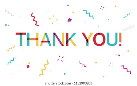 Thank You Colorful Banner With Confetti