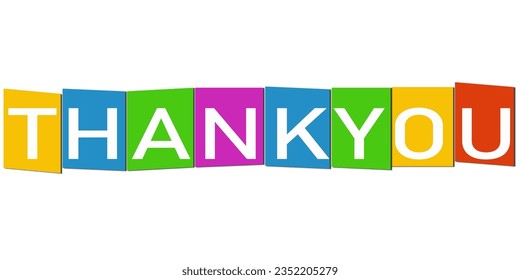 Thank you colorful cards. Colorful letters banner. Competition card.