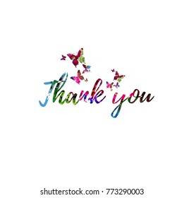 Thank You colorful handwritten inscription isolated. Thank You calligraphy vector illustration. Thank You phrase lettering