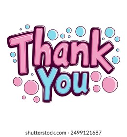 thank you, colorful lettering design for banners, cards and prints, isolated vector illustration