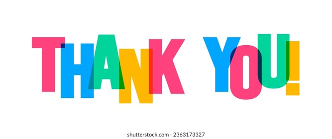 Thank you colorful lettering text font typography vector banner design template. colorful message and colorful big letters.