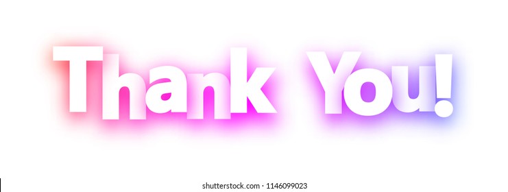 Thank you colorful spectrum banner on white background. Vector paper illustration.

