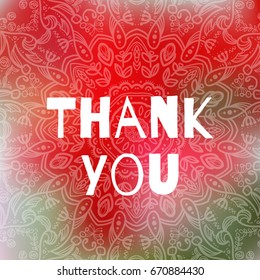 Thank You colorful vector illustration. Digital template for design. Circle flower decoration.