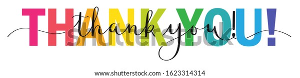 Thank You Colorful Vector Mixed Typography Stock Vector (Royalty Free ...