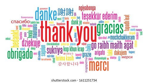 THANK YOU colorful vector word cloud card