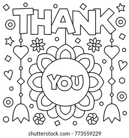 Thank you  Coloring page  Vector illustration 