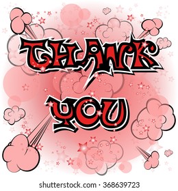 Thank You - Comic book style word on abstract background.