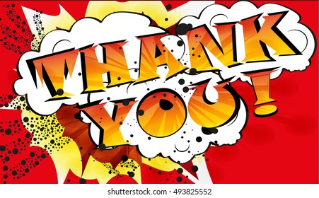Thank You - Comic book style word. Vector illustration.
