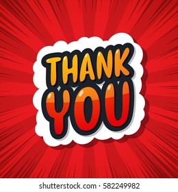Thank you, Comic speech bubble. Vector illustration.