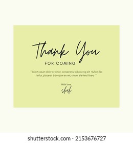  Thank you for coming postcard Vector Illustration. Handwritten Lettering of Thanks For Coming. Template for Banner, Postcard, Poster, Print, Sticker or Web Product. Objects Isolated 