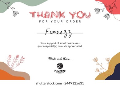 Thank you Compliment card design layout. Thank you for your order card with text spice. illustration vector.