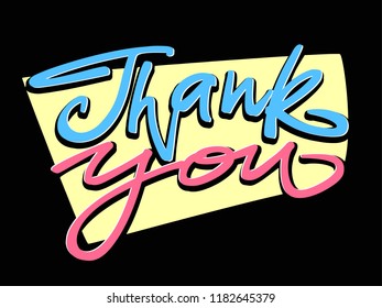 Thank you concept hand lettering motivation poster. Artistic design for a logo, greeting cards, invitations, posters, banners, seasonal greetings illustrations.