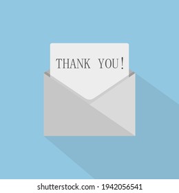 Gracias concepto con sobre abierto. La carta dice gracias. Ilustración del vector