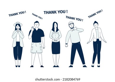 Thank you concept. People thanking, corporate business response with thanks. Thanksgiving person, appreciation for work, support or help recent vector characters