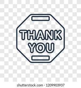 Thank you concept vector linear icon isolated on transparent background, Thank you concept transparency concept in outline style