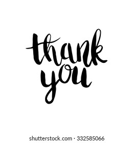 Thank you. Conceptual handwritten phrase. Hand lettered calligraphic design. Brush typography for poster, t-shirt or cards.  Vector illustration.