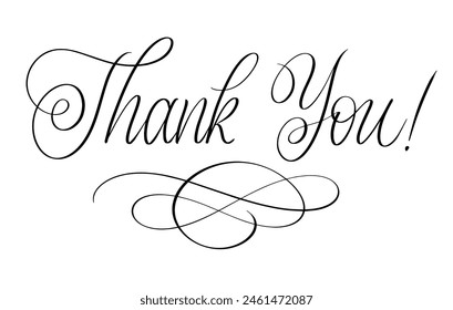 Thank you Copperplate font vector. Calligraphy script. Vintage Hand written classic elegant typeface. Thanksgiving day.