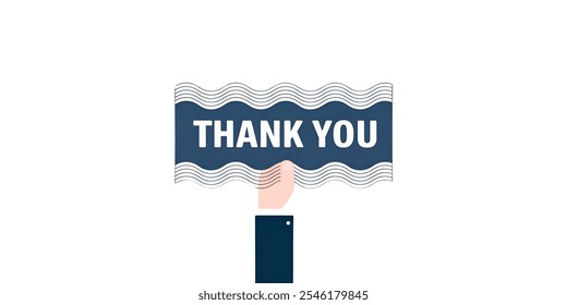 THANK YOU creative banner,minimalistic flat vector illustration,plain background