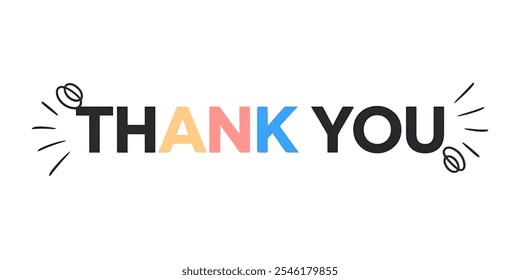 THANK YOU creative banner,minimalistic flat vector illustration,plain background